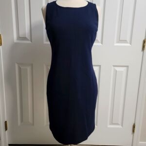 St John Caviar Milano Scooped Neck Knit Sheath Dress in Navy, Womens Size 6, EUC